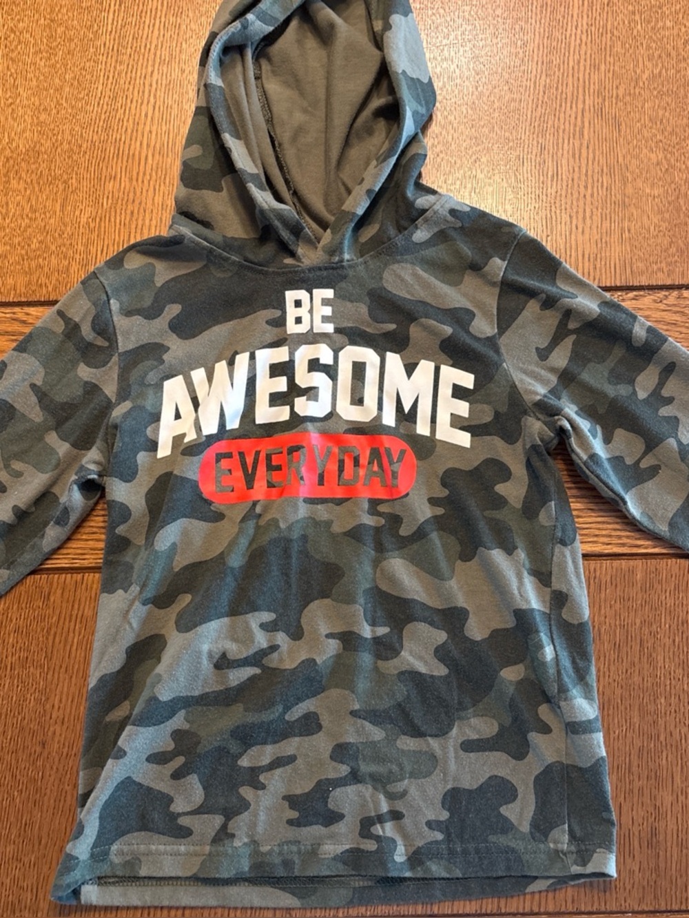 Garanimals Camo Hooded Shirt in Green, Gray & Black with Red Accent
